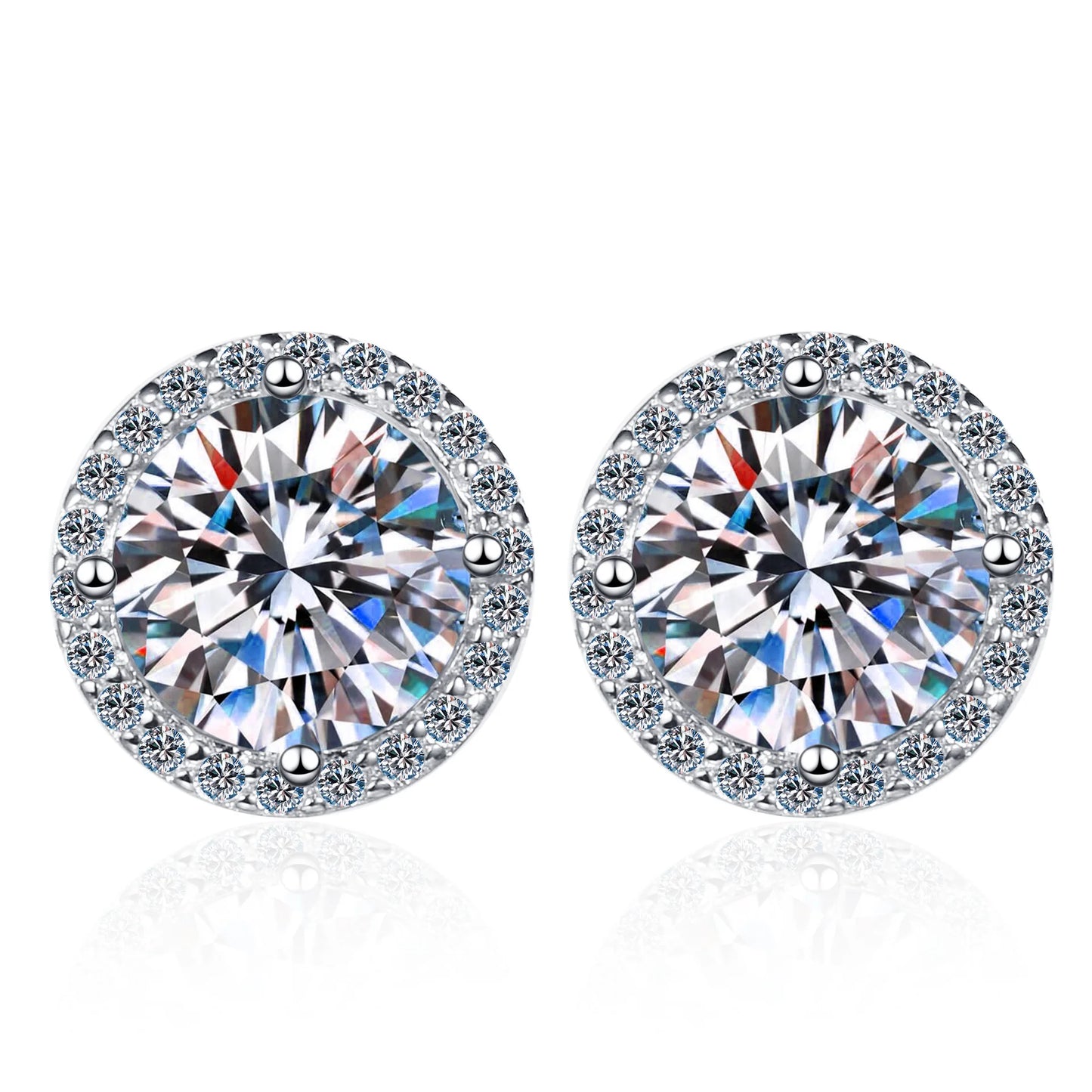 1CT*2 D VVS1 Multi-color Moissanite S925 Earrings Exquisite Jewelry for Women to Shine at Weddings and Parties GIFT Retro
