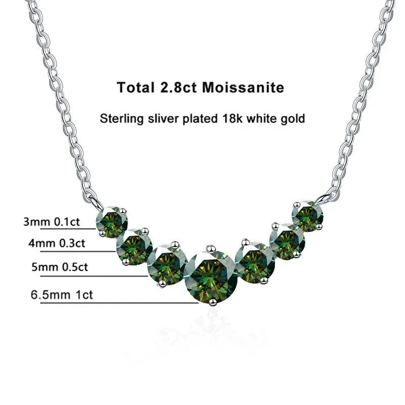 2.8CT Total Moissanite Necklace Elegant 925 Sterling Silver Neck Jewelry Decoration Gift for Proposal Engagement Birthday Gift