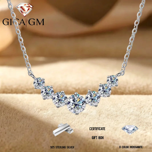 2.8CT Total Moissanite  Necklace Elegant 925 Sterling Silver Neck Jewelry Decoration Gift for Proposal Engagement Birthday Gift