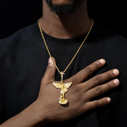 TUHE Unisex High Quality D Color VVS1 Moissanite Jesus Iced Out Pendants Angel Pendant For Men Women Hip Hop Jewelry Gifts