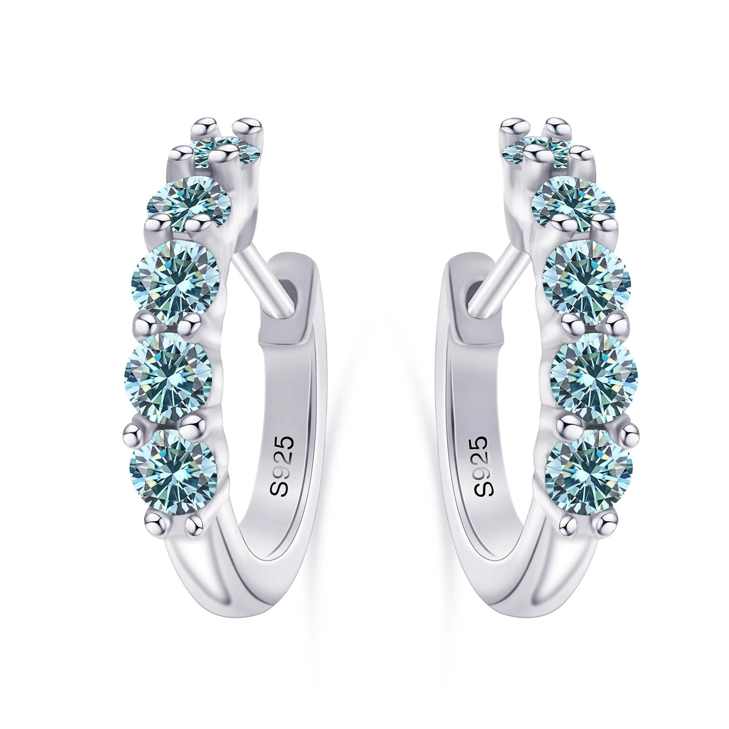 925 Sterling Silver Earrings with 1 CT Total Moissanite  Exquisite Jewelry Gift for Weddings & Parties, Sparkling Classic Style