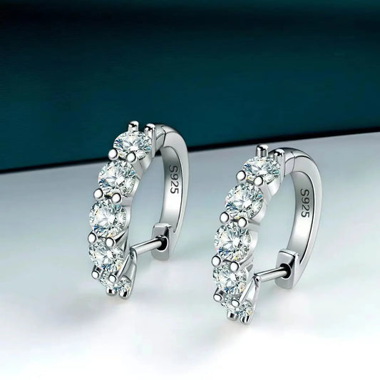 925 Sterling Silver Earrings with 1 CT Total Moissanite  Exquisite Jewelry Gift for Weddings & Parties, Sparkling Classic Style
