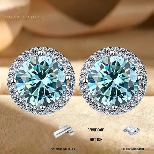 1CT*2  D VVS1 Multi-color Moissanite S925 Earrings Exquisite Jewelry for Women to Shine at Weddings and Parties GIFT Retro